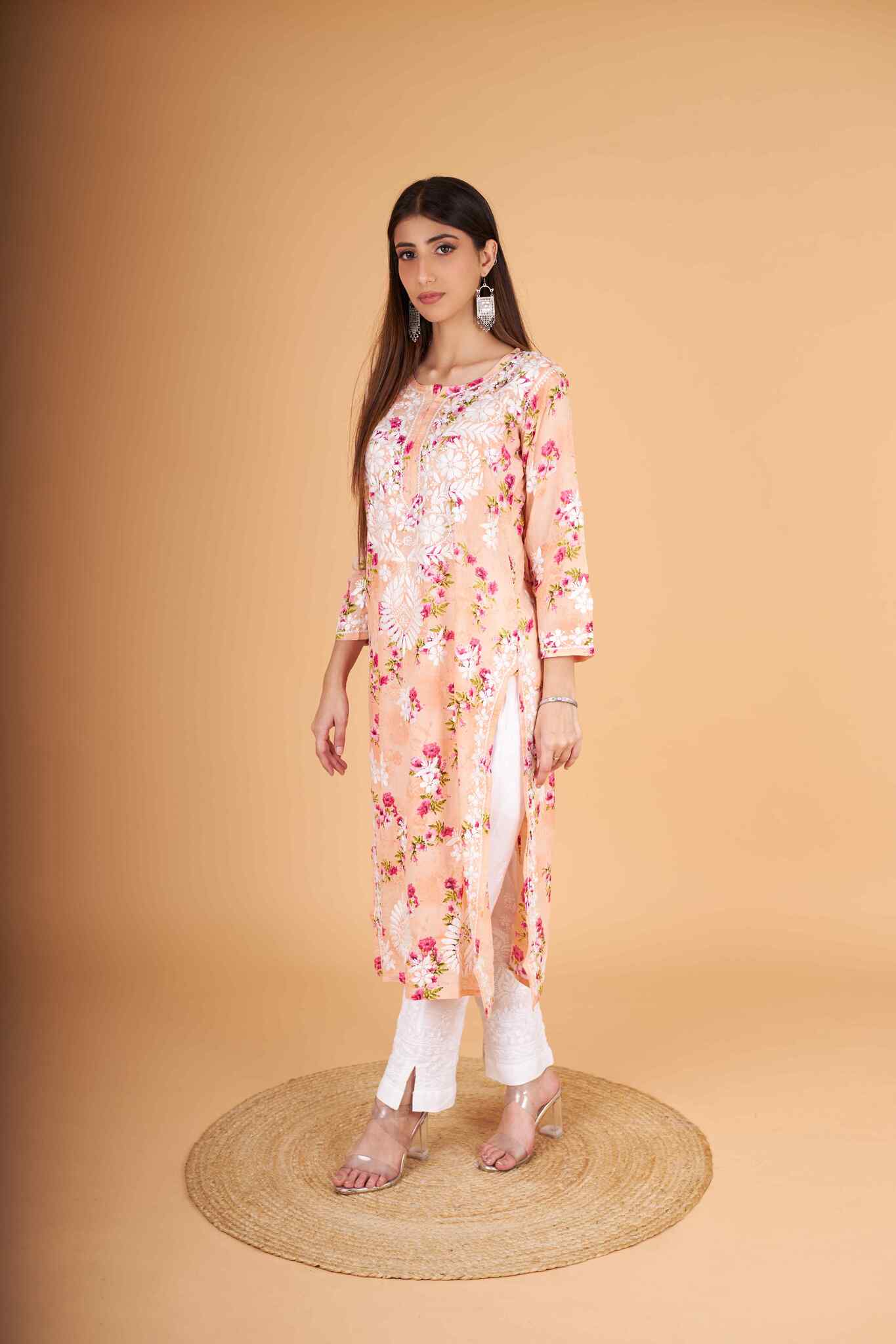 Arsh Handcrafted MulMul Cotton Printed Chikankari Kurti - arshchikan