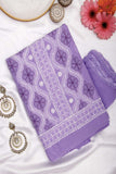 Arsh Handcrafted Purple Cotton Unstitched 3pc Suit Set - arshchikan