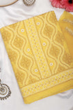 Arsh Handcrafted Yellow Cotton Unstitched 3pc Suit - arshchikan