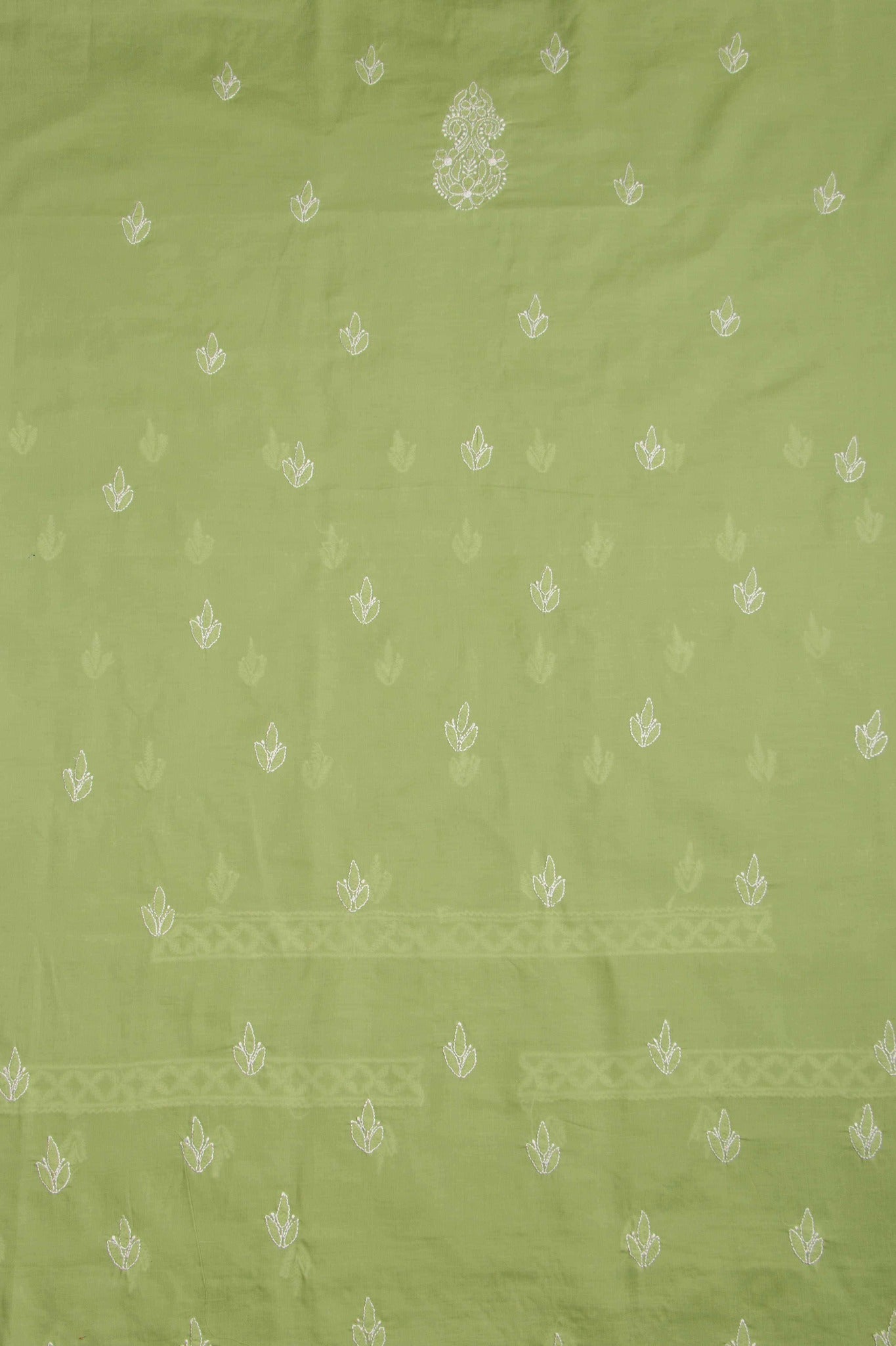 Arsh Handcrafted Forest Green Panel Jaali Cotton Unstitched 3pc Suit - arshchikan