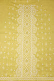 Arsh Handcrafted Tellow-Green Panel Jaali Cotton Unstitched 3pc Suit - arshchikan
