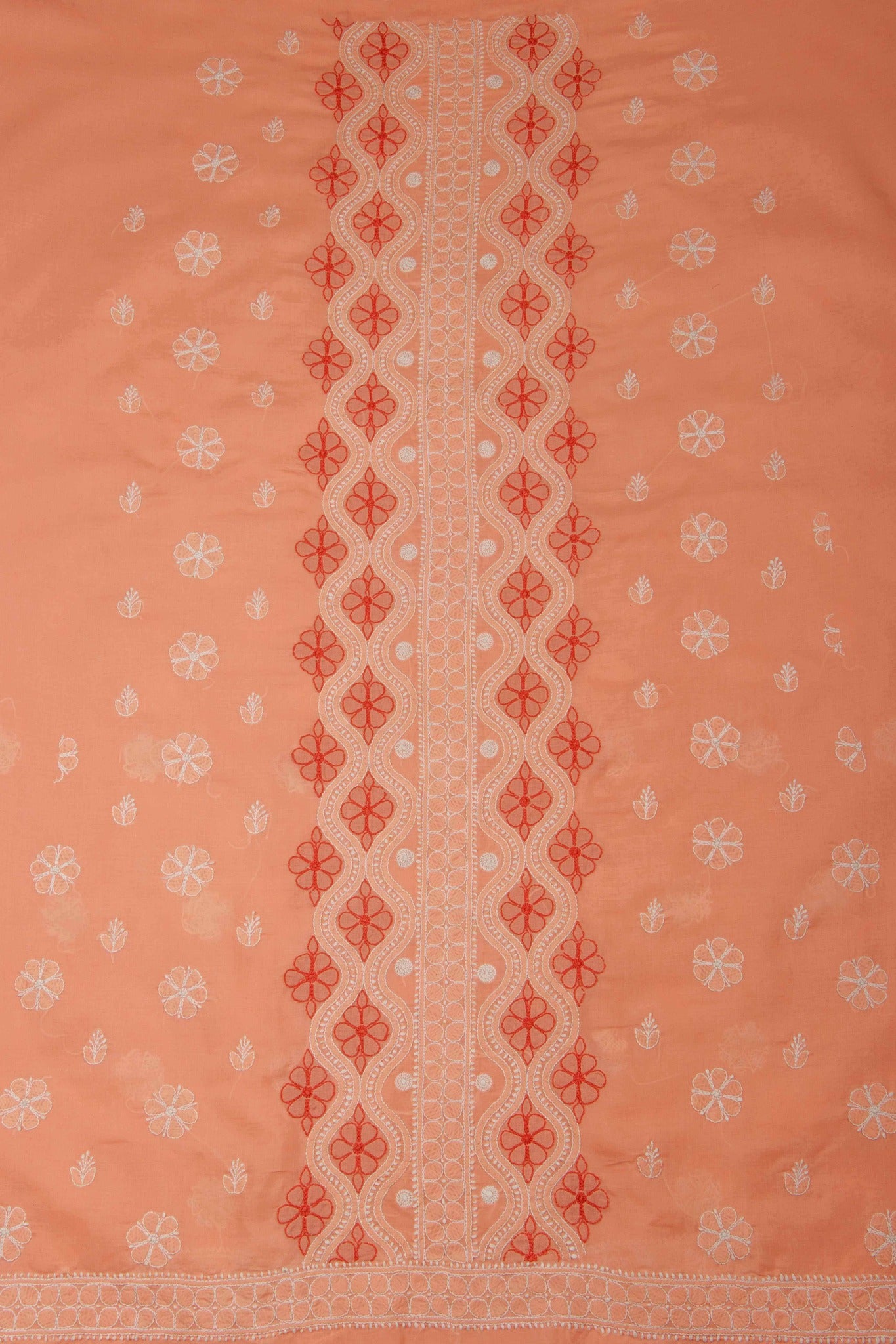 Arsh Handcrafted Pastel Orange Cotton Unstitched 3pc Suit - arshchikan