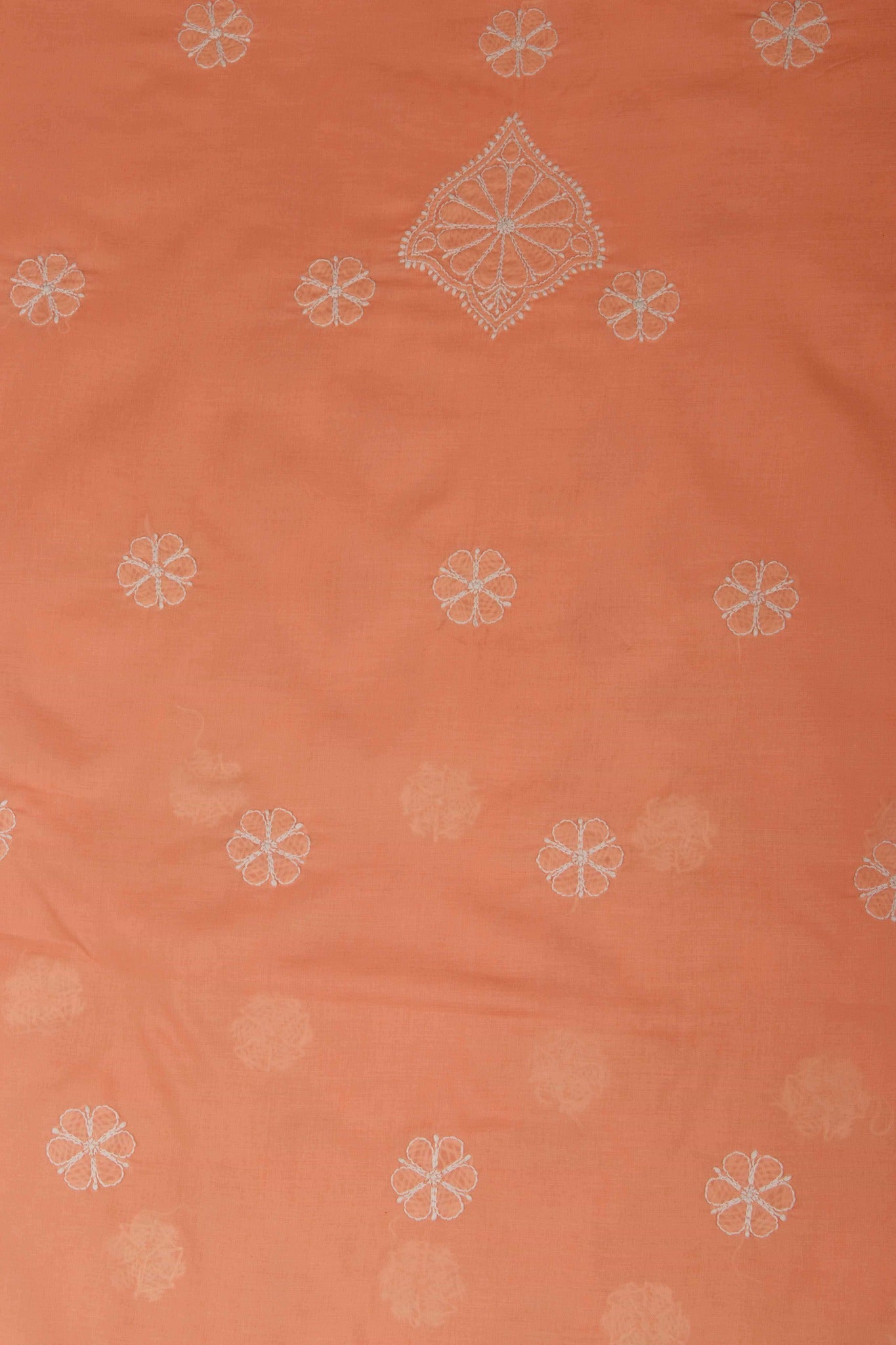 Arsh Handcrafted Pastel Orange Cotton Unstitched 3pc Suit - arshchikan