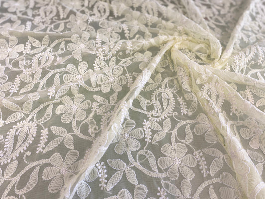 Arsh Handcrafted Semi Georgette Chikankari Cream Dupatta