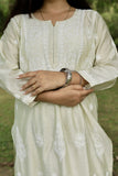 Arsh Handcrafted Chikan Muslin Chanderi Kurta and Pant Set