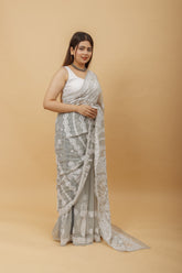 Arsh Handcrafted Semi Georgette Heavy Chikan Embroidered Saree - arshchikan