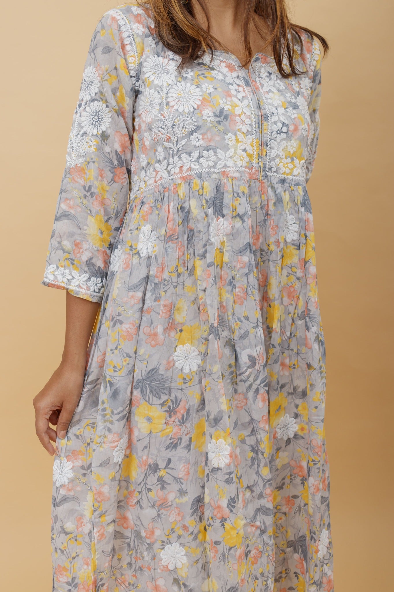 Arsh Handcrafted Pure MulMul Cotton Printed Gown Dress - arshchikan