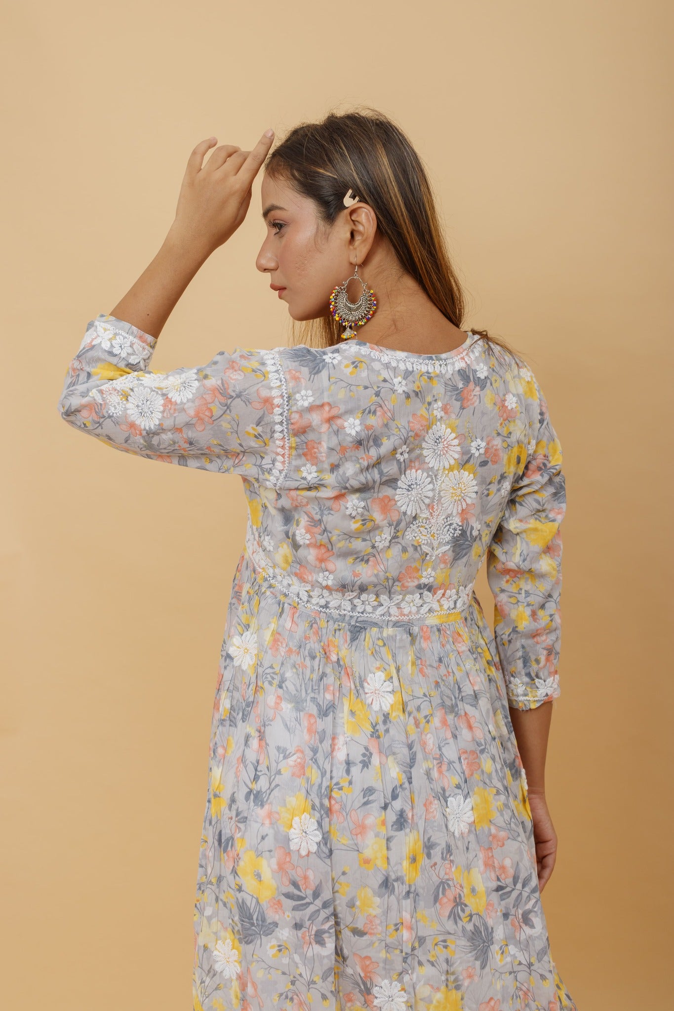 Arsh Handcrafted Pure MulMul Cotton Printed Gown Dress - arshchikan