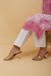Arsh Handcrafted White Cotton Jaal Chikankari Pant - arshchikan