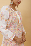 Arsh Handcrafted Multi on White Cotton Kurti - arshchikan