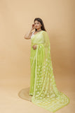 Arsh Handcrafted Semi Georgette Heavy Palla Chikan Embroidered Saree - arshchikan