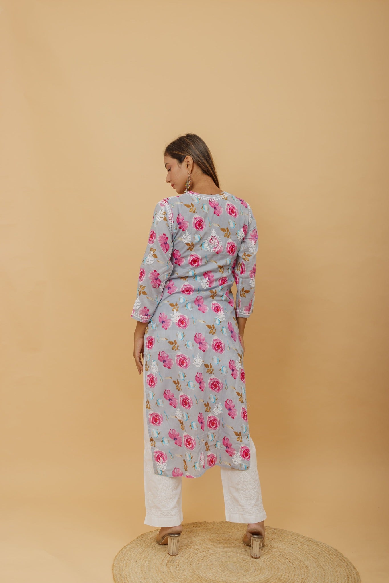 Arsh Handcrafted MulMul Cotton Printed Chikankari Kurti - arshchikan