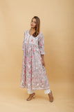 Arsh Handcrafted Pure MulMul Cotton Printed Gown Dress - arshchikan