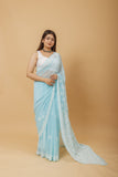 Arsh Handcrafted Semi Georgette Heavy Palla Chikan Embroidered Saree - arshchikan