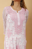 Arsh Handcrafted Pink Semi Georgette Chikan Kurti - arshchikan