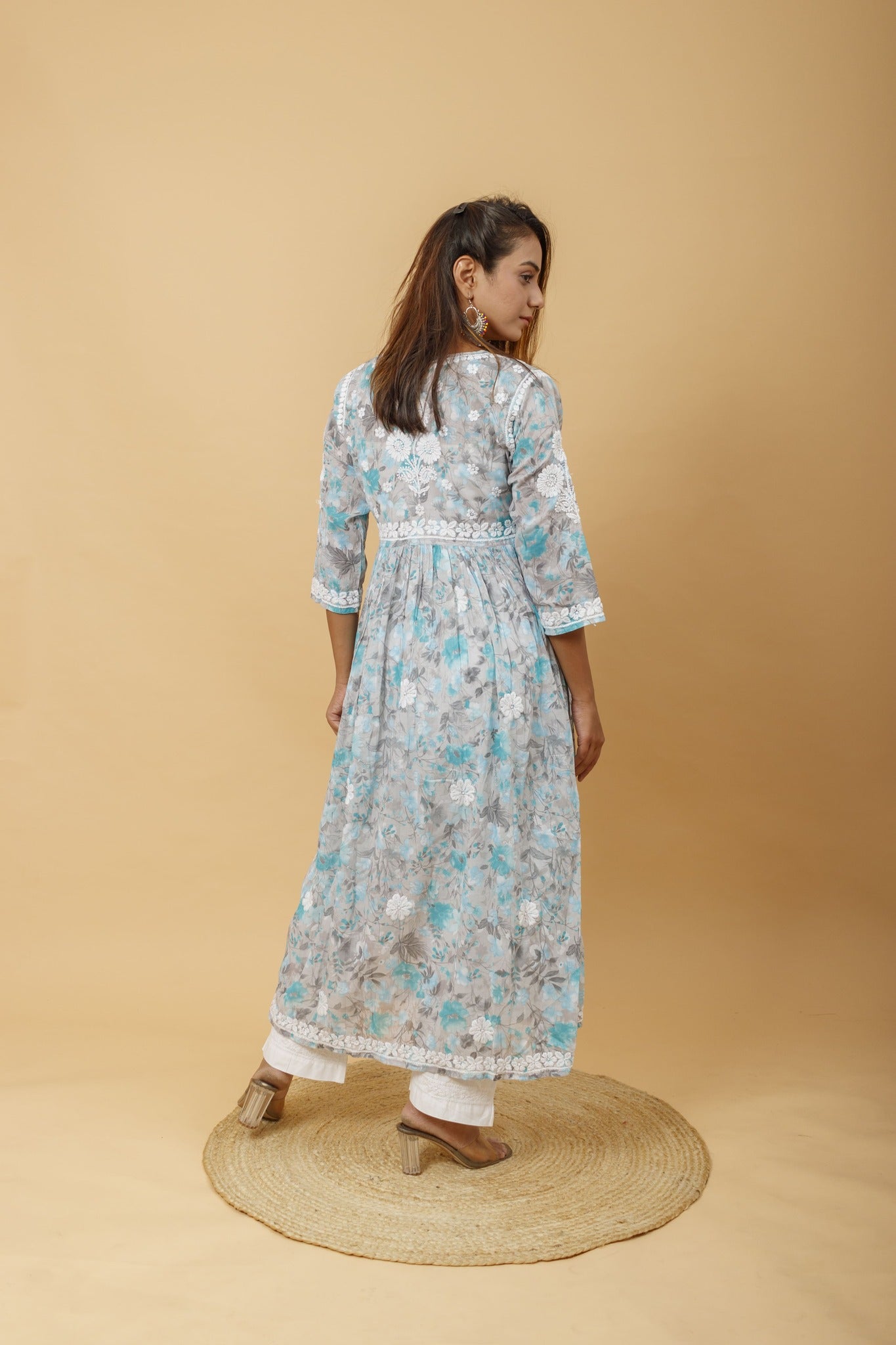 Arsh Handcrafted Pure MulMul Cotton Printed Gown Dress - arshchikan