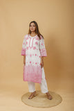 Arsh Handcrafted White and Pink Pure Cotton Chikankari Kairi Printed Kurti - arshchikan