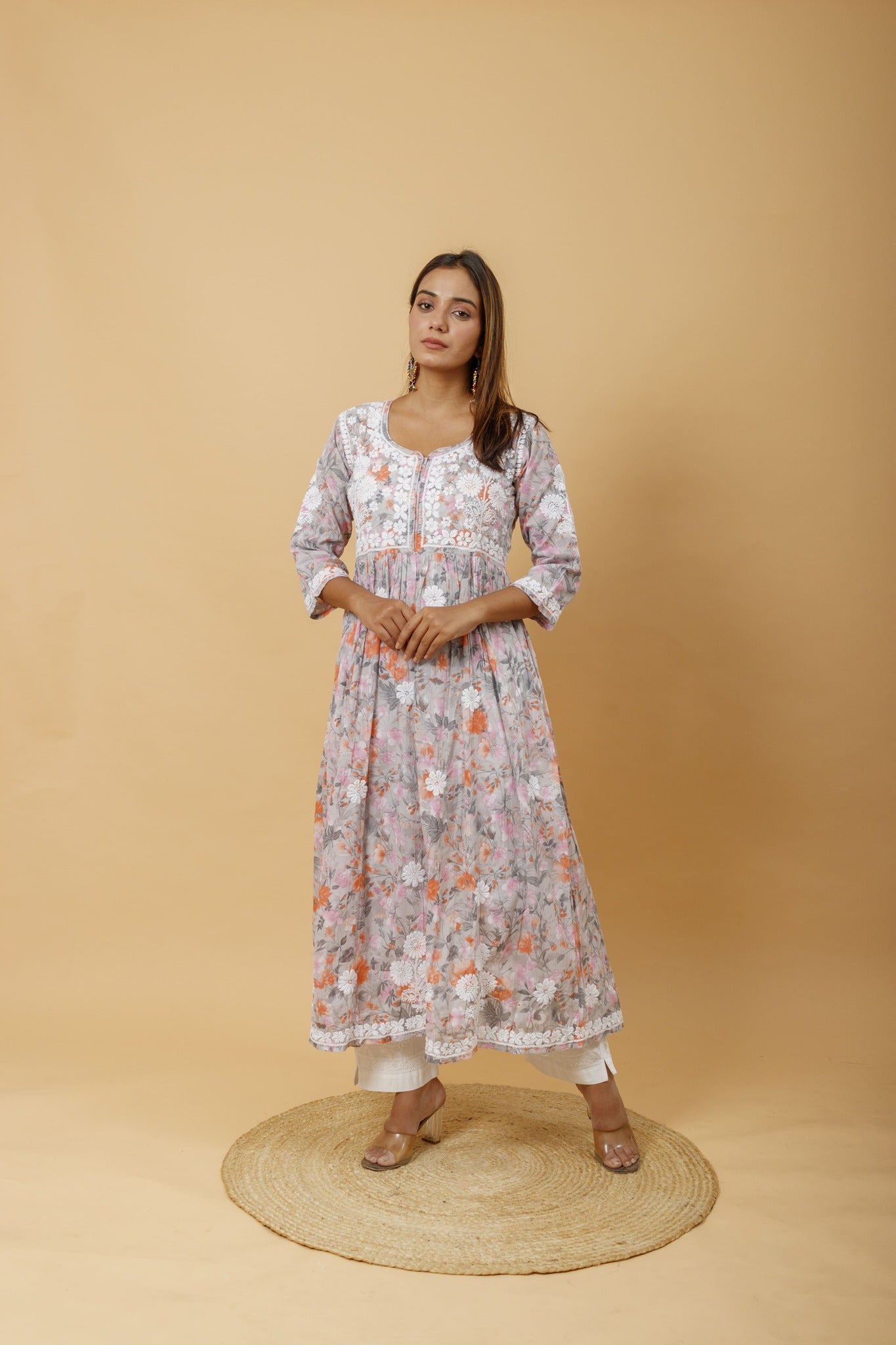 Arsh Handcrafted Pure MulMul Cotton Printed Gown Dress - arshchikan