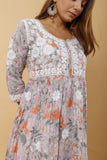 Arsh Handcrafted Pure MulMul Cotton Printed Gown Dress - arshchikan