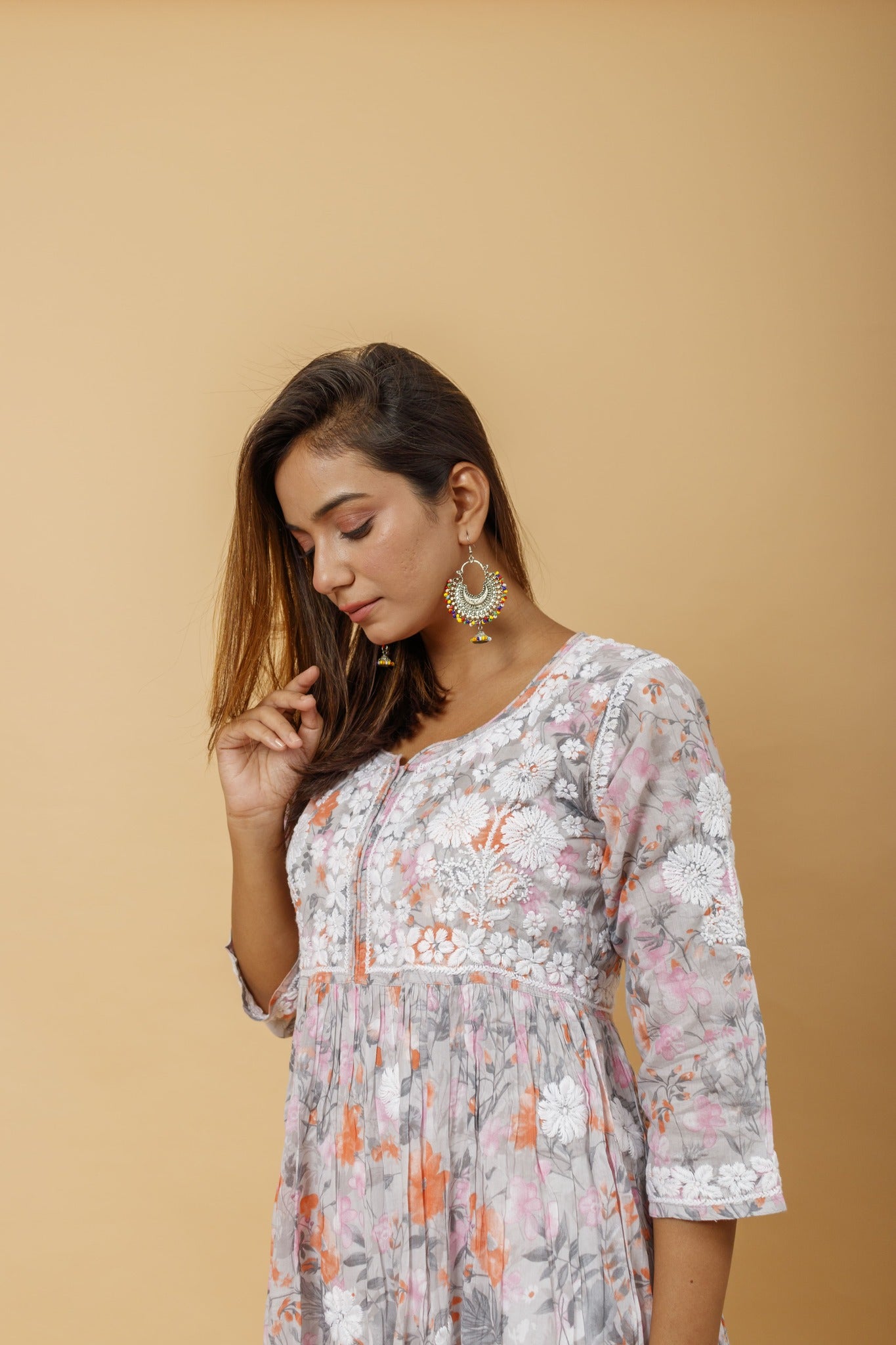 Arsh Handcrafted Pure MulMul Cotton Printed Gown Dress - arshchikan