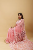 Arsh Handcrafted Semi Georgette Heavy Palla Chikan Embroidered Saree - arshchikan