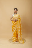 Arsh Handcrafted Semi Georgette Palla Chadi All Over Chikan Embroidered Saree - arshchikan