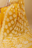Arsh Handcrafted Semi Georgette Palla Chadi All Over Chikan Embroidered Saree - arshchikan