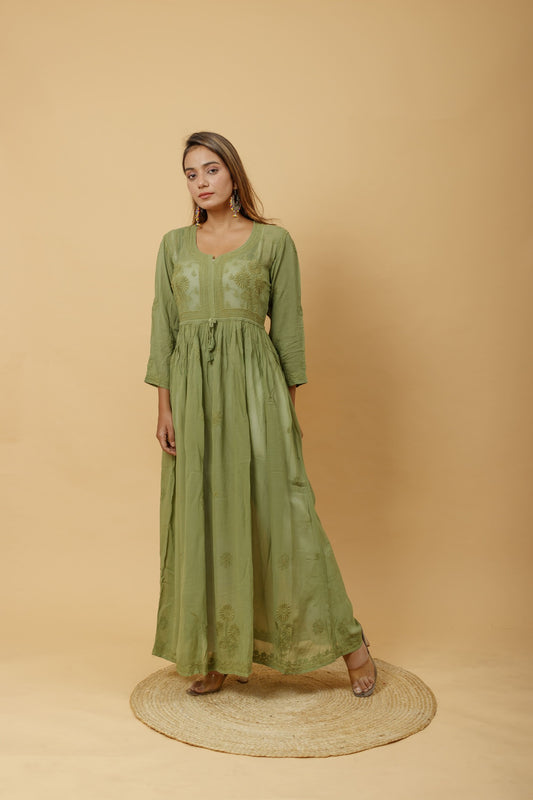 Arsh Handcrafted Fancy Dyed Pure Visose Georgette Gown - arshchikan
