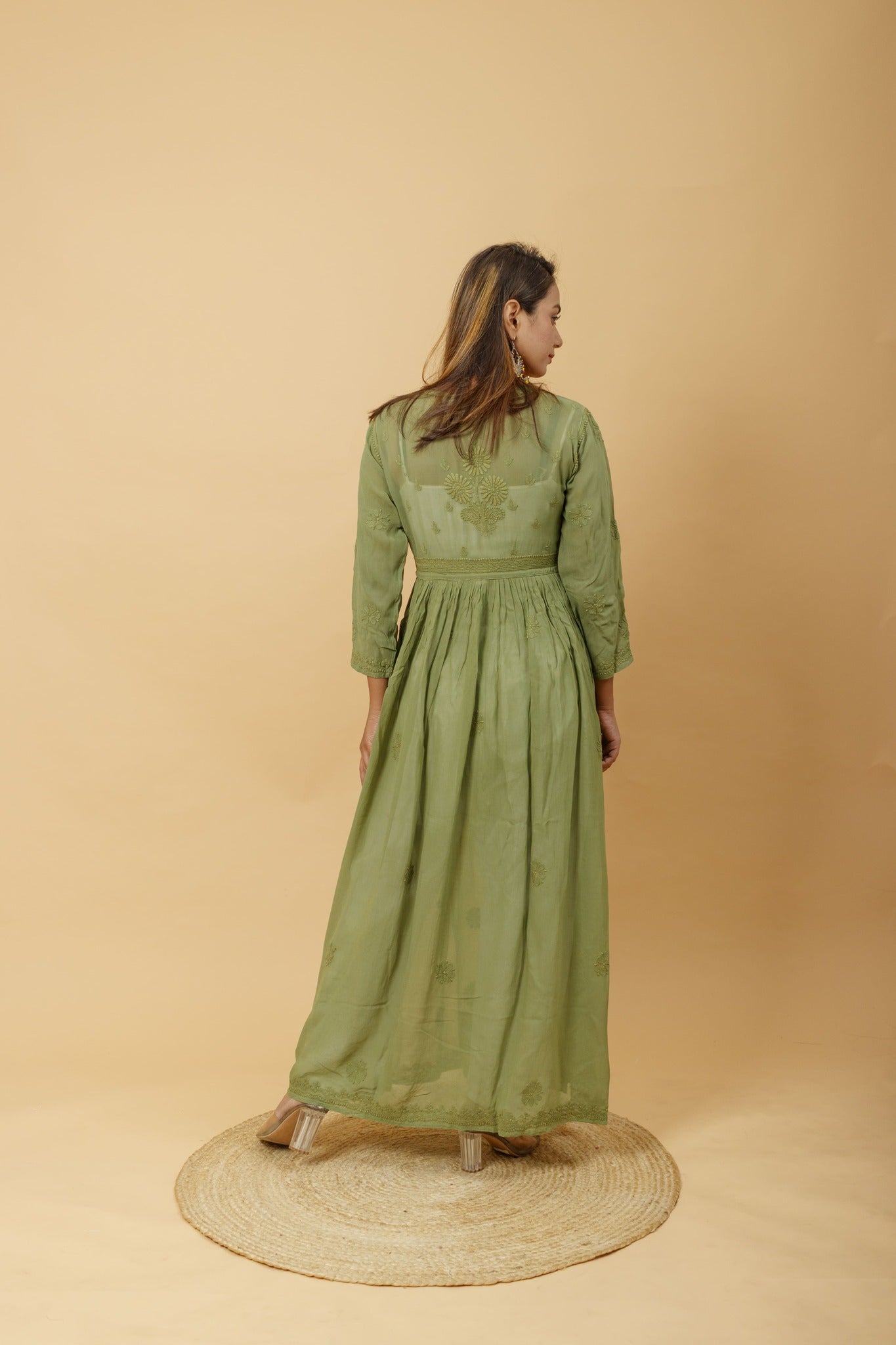 Arsh Handcrafted Fancy Dyed Pure Visose Georgette Gown - arshchikan