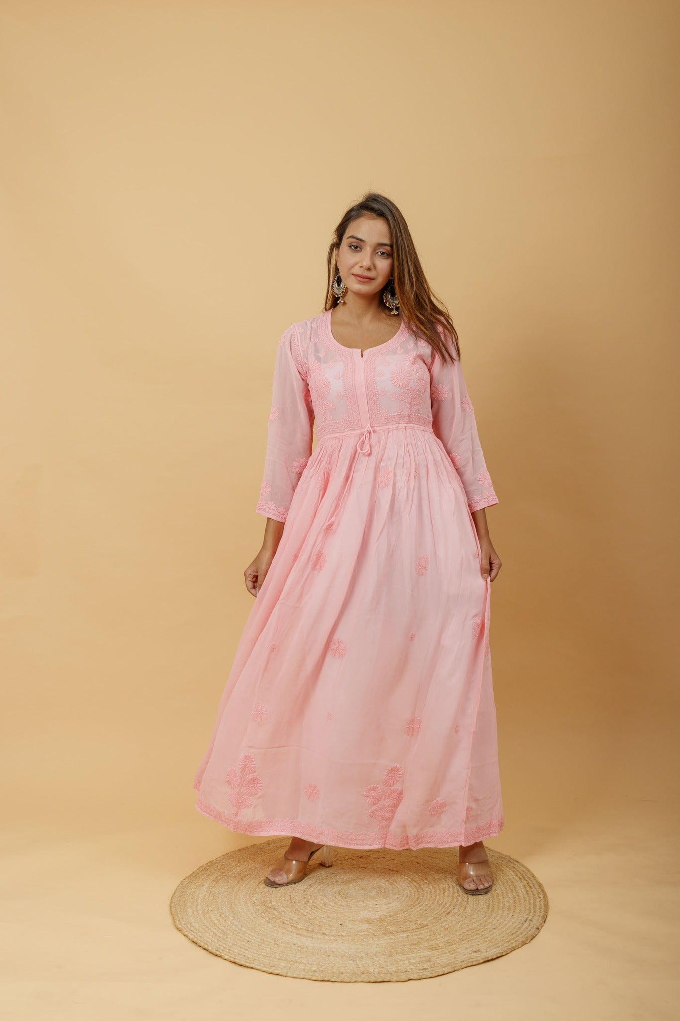Arsh Handcrafted Fancy Dyed Pure Visose Georgette Gown - arshchikan
