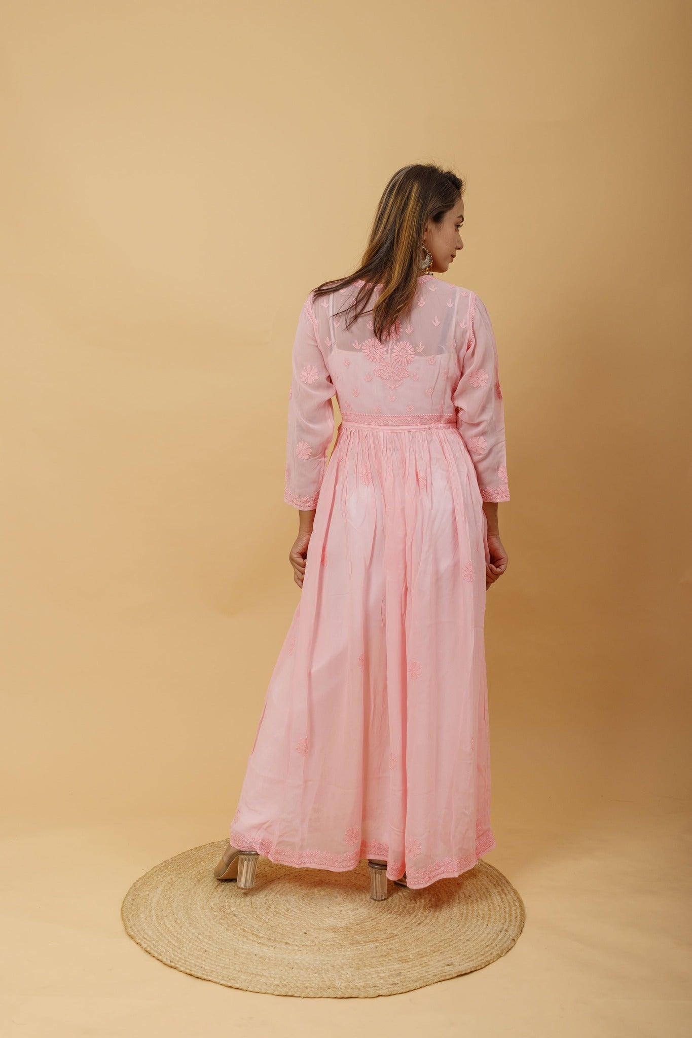 Arsh Handcrafted Fancy Dyed Pure Visose Georgette Gown - arshchikan