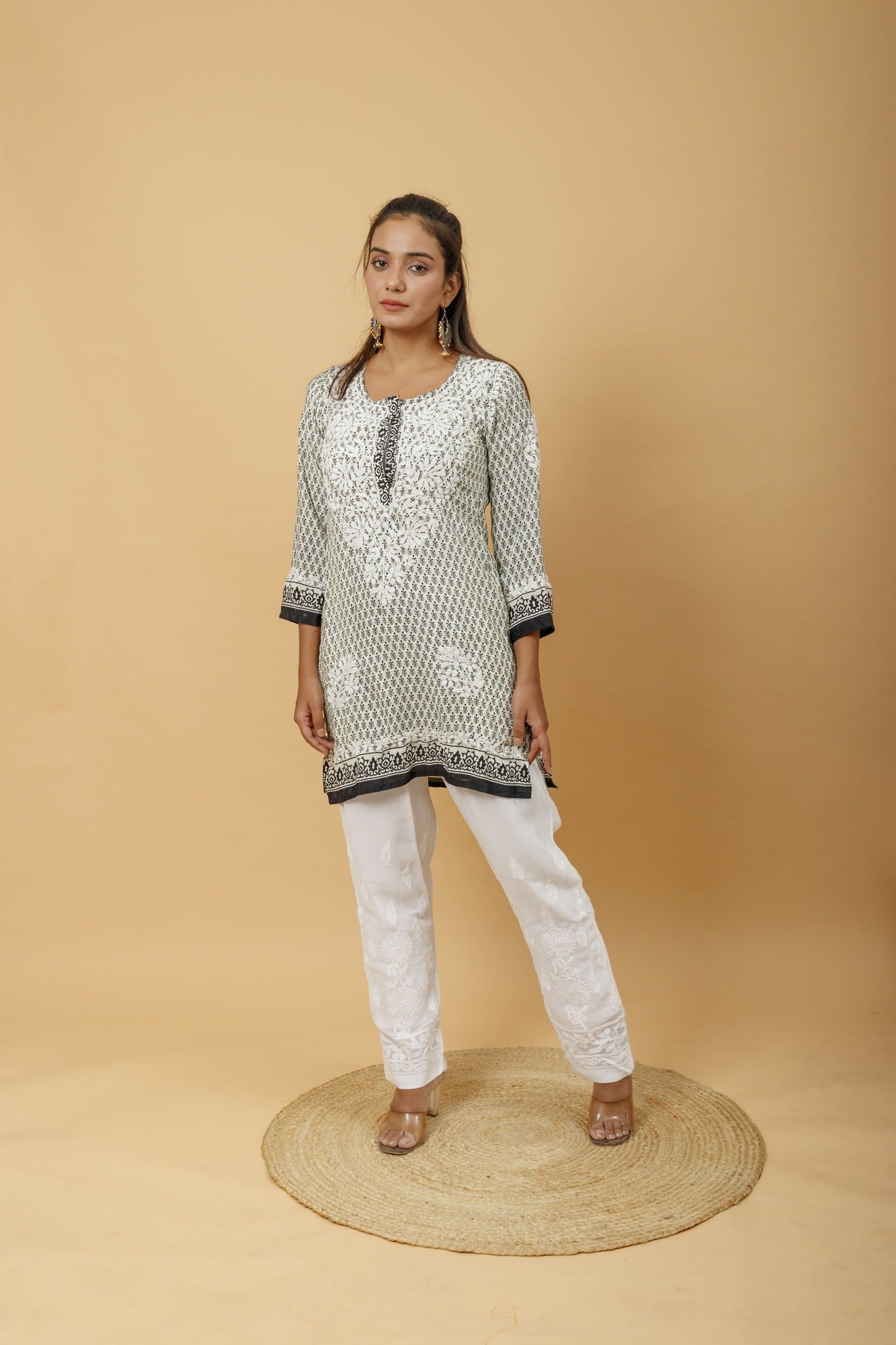 Arsh Handcrafted Printed Pure Crepe Short Top - arshchikan