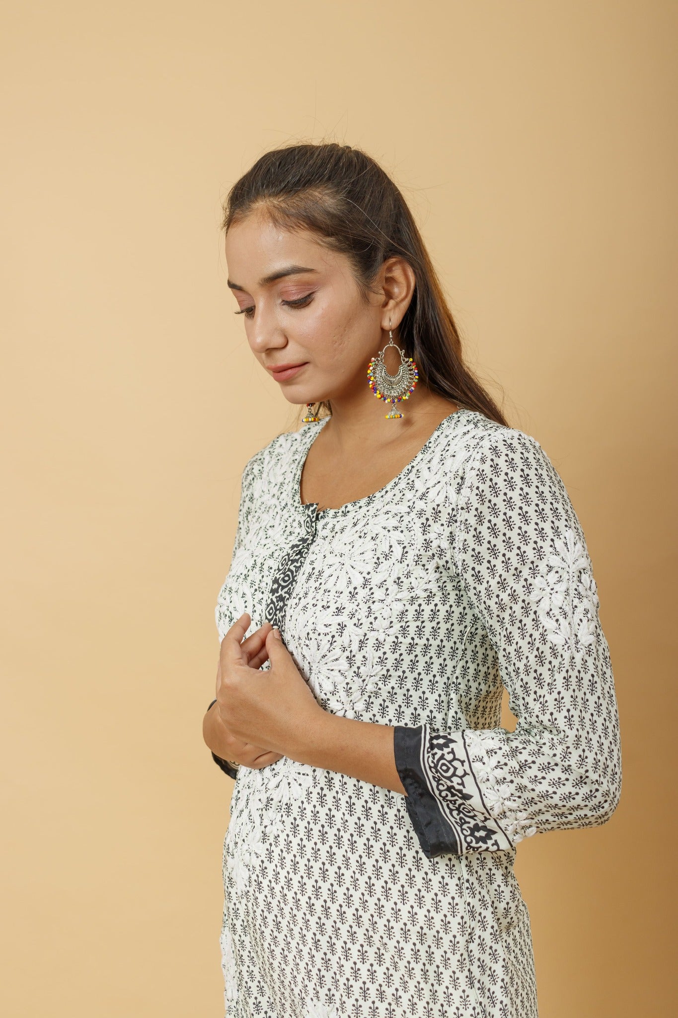 Arsh Handcrafted Printed Pure Crepe Short Top - arshchikan