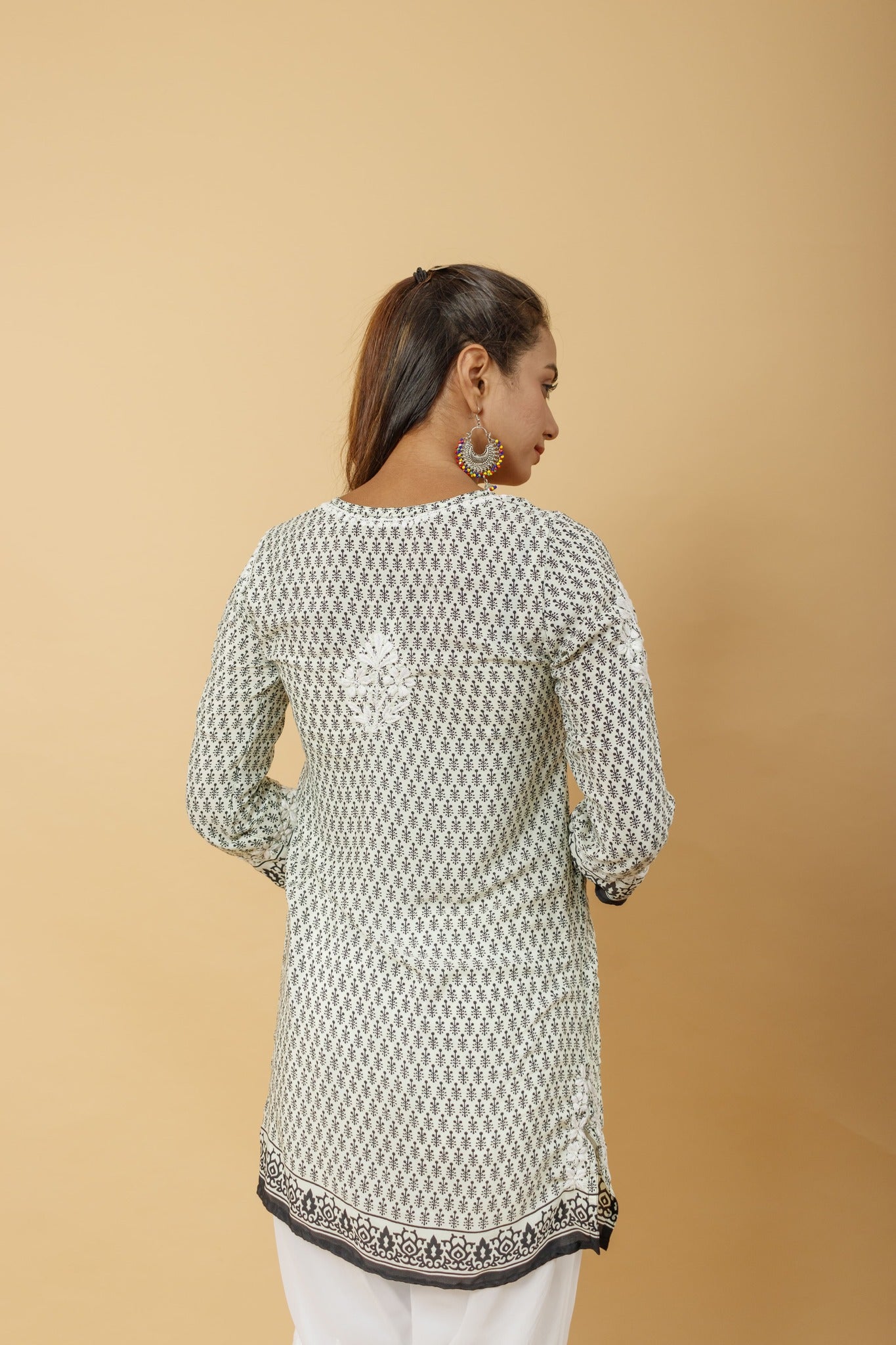 Arsh Handcrafted Printed Pure Crepe Short Top - arshchikan