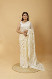 Arsh Handcrafted Semi Georgette Heavy Chikan Embroidered Saree - arshchikan