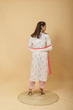 Arsh Handcrafted MulMul Cotton 3pc Kurti, Pant and Dupatta Chikankari Set - arshchikan