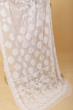 Arsh Handcrafted Semi Georgette Palla Chadi All Over Chikan Embroidered Saree - arshchikan