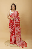 Arsh Handcrafted Semi Georgette Heavy Chikan Embroidered Saree - arshchikan