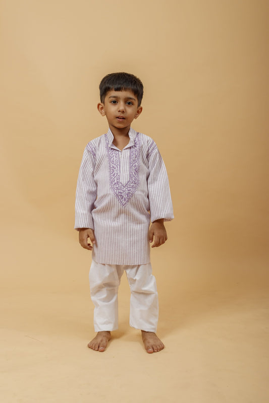 Arsh Handcrafted Boys Kurta Pajama Chikankari Set - arshchikan