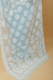 Arsh Handcrafted Semi Georgette Palla Chadi All Over Chikan Embroidered Saree - arshchikan