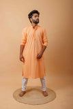 Arsh Peach All Over Embroidered With Sequins Men's Kurta - arshchikan