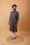 Arsh Steel Grey All Over Embroidered With Sequins Men's Kurta - arshchikan