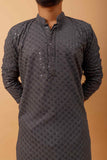 Arsh Steel Grey All Over Embroidered With Sequins Men's Kurta - arshchikan