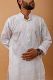 Arsh Handcrafted Self-Checked Hand Embroidered Pure Cotton Men's Kurta - arshchikan