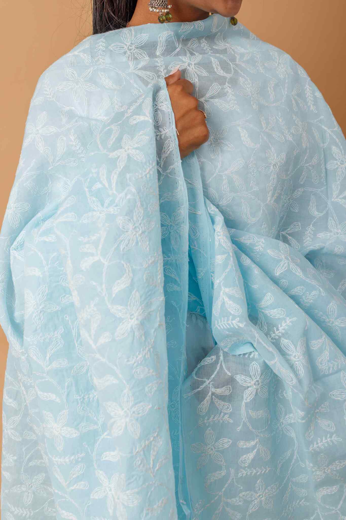 Arsh Handcrafted Chikankari Pure Cotton All Over Tepchi Dupatta - arshchikan