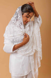 Arsh Handcrafted Chikankari Pure Chiffon Heavy Chikan embroidered Dupatta - arshchikan