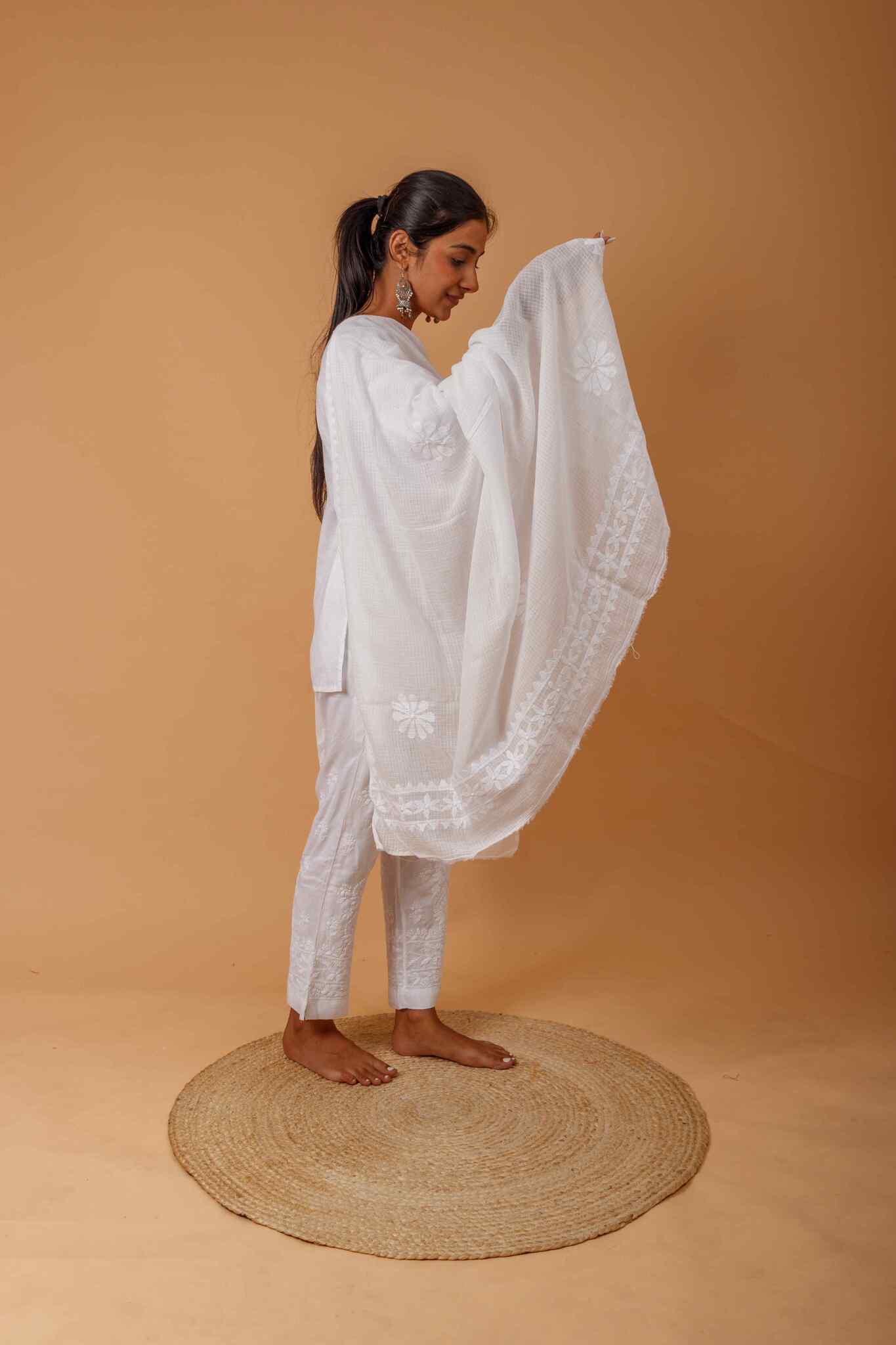 Arsh Handcrafted Chikankari Kota Doria Dupatta - arshchikan