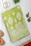 Arsh Handcrafted Emerald Green Georgette Unstitched Chikankari 3pc Suit - arshchikan