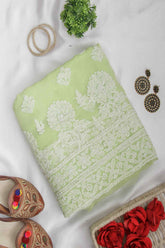 Arsh Handcrafted Neon Green Georgette Unstitched Chikankari 3pc Suit - arshchikan