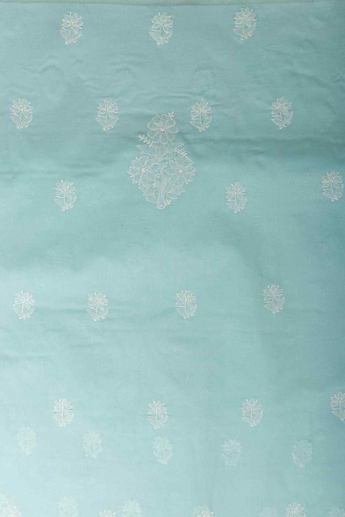 Arsh Handcrafted Sky Blue Cotton Unstitched Chikankari 3pc Suit Set - arshchikan